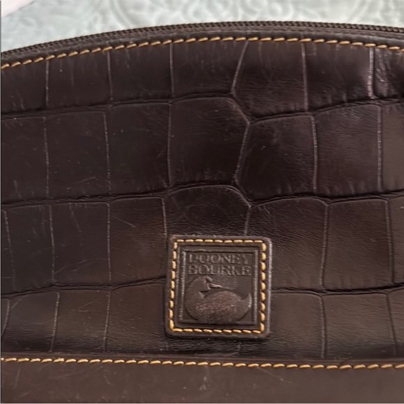 Dooney & Bourke Croc-Embossed Leather cosmetic Pouch Brown - Picture 2 of 15